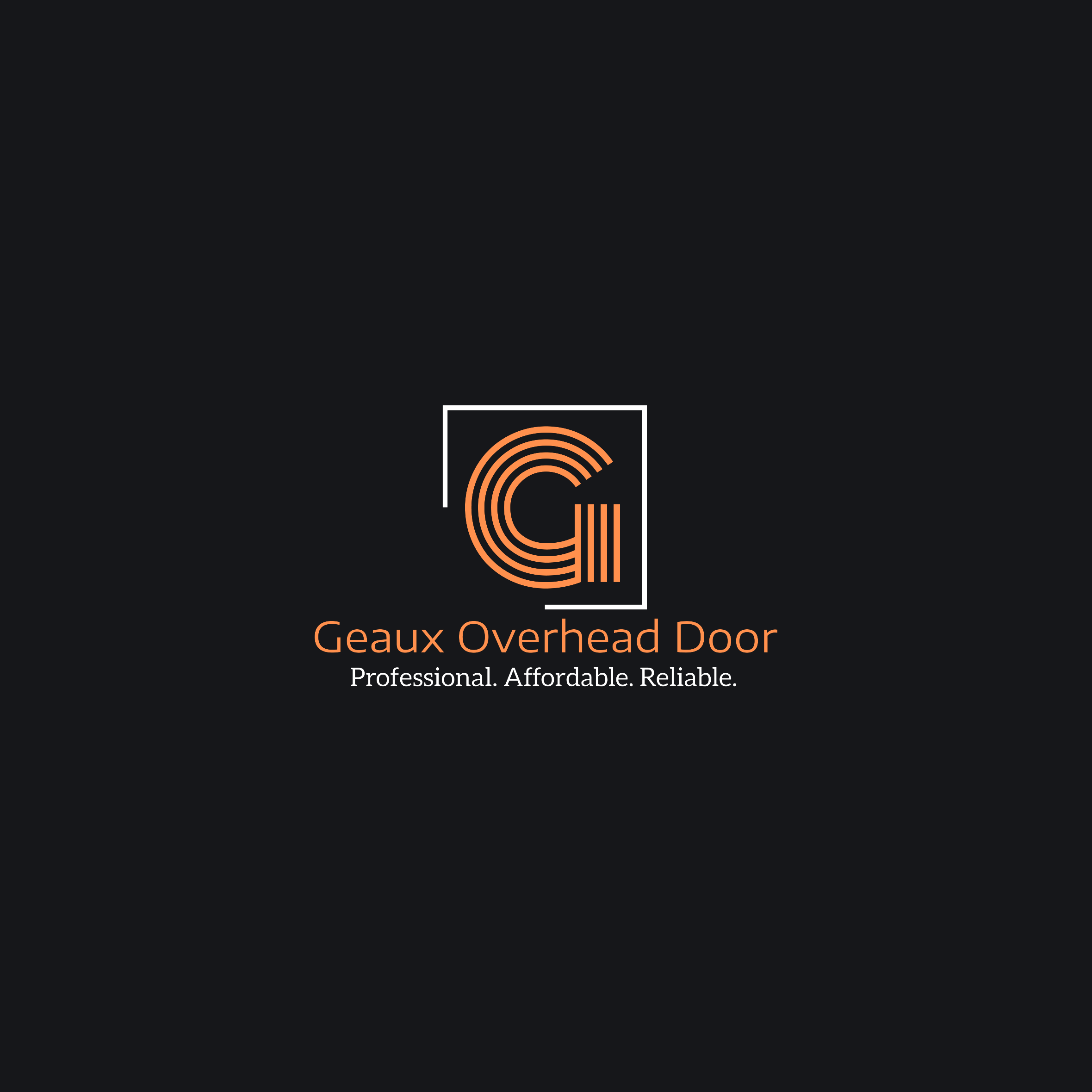 Geaux Overhead Door iPad wallpaper: the stacked logo centered on a dark ink field