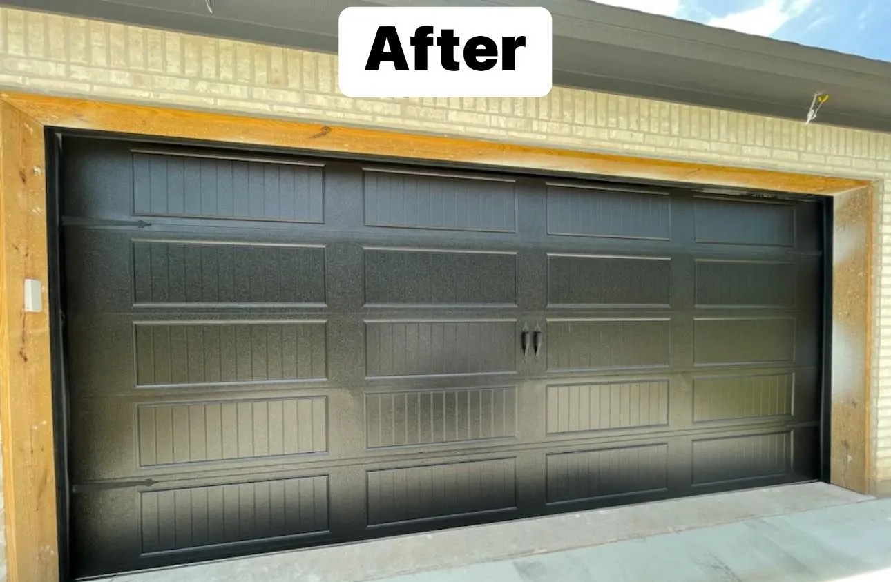 After: Damaged door replaced and trim repaired