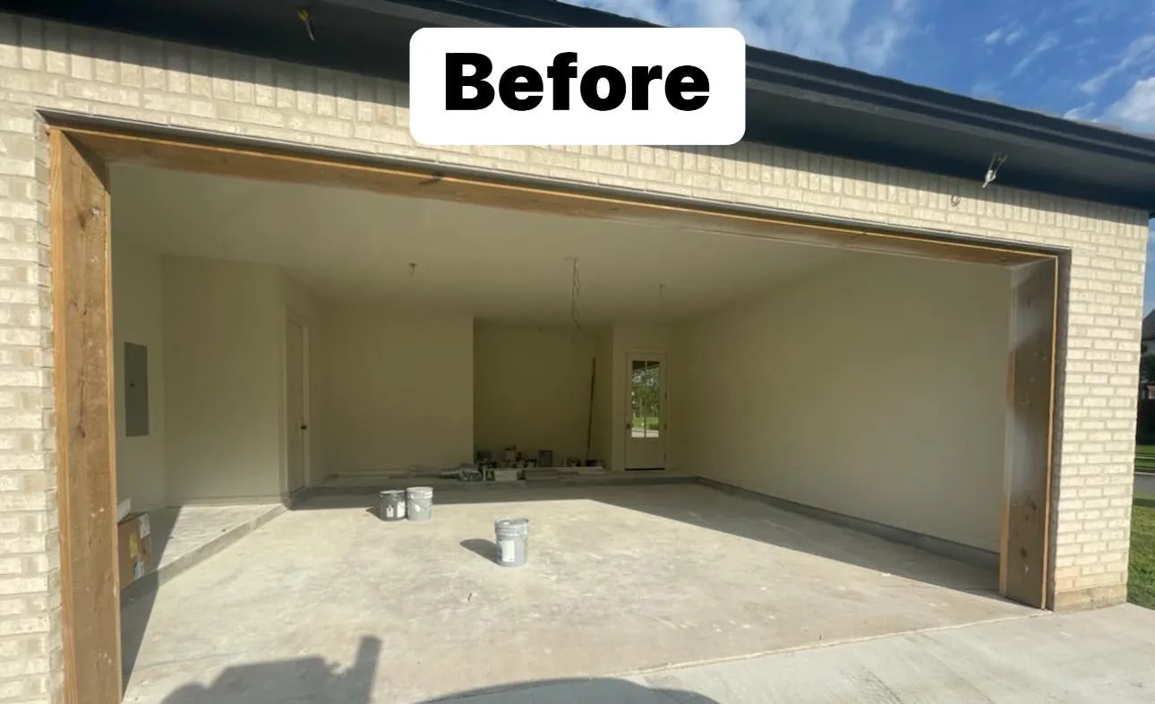 Before: Damaged door replaced and trim repaired