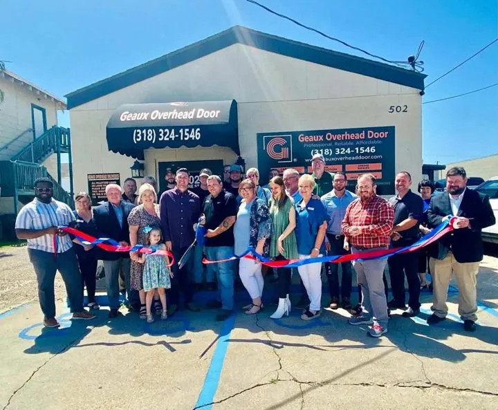 Geaux Overhead Door team and chamber members at a ribbon cutting